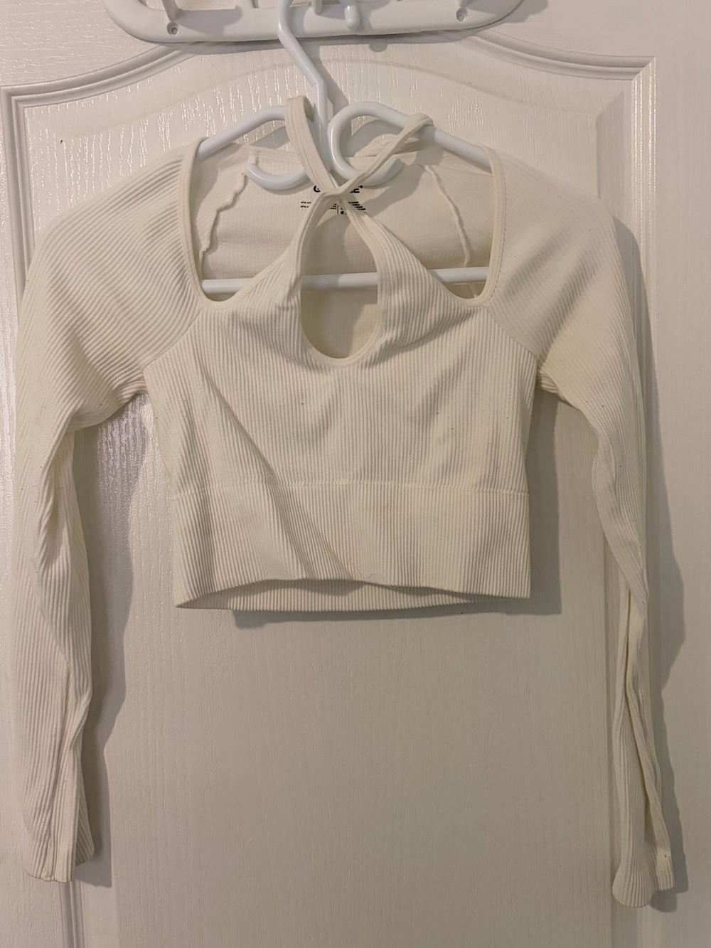 White Cross Halter Long Sleeved Top from Garage